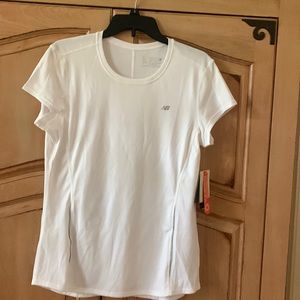 NWT, New Balance white reflective UV workout top.